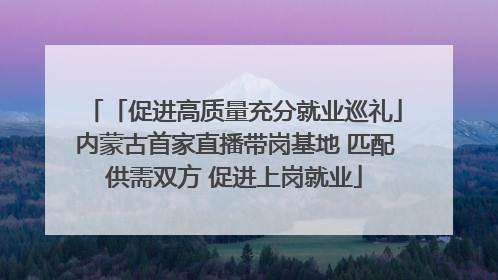 「促进高质量充分就业巡礼」内蒙古首家直播带岗基地 匹配供需双方 促进上岗就业