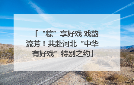 “粽”享好戏 戏韵流芳！共赴河北“中华有好戏”特别之约