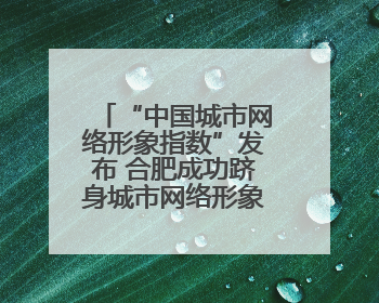 “中国城市网络形象指数”发布 合肥成功跻身城市网络形象榜单第一方阵