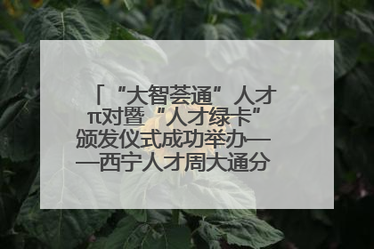 “大智荟通”人才π对暨“人才绿卡”颁发仪式成功举办——西宁人才周大通分会场亮点纷呈