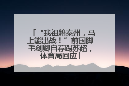 “我祖籍泰州，马上能出战！”前国脚毛剑卿自荐踢苏超，体育局回应