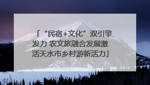 “民宿+文化”双引擎发力 农文旅融合发展激活天水市乡村游新活力