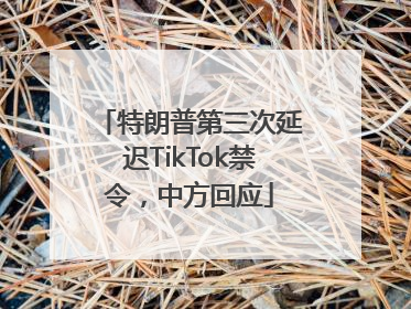 特朗普第三次延迟TikTok禁令，中方回应