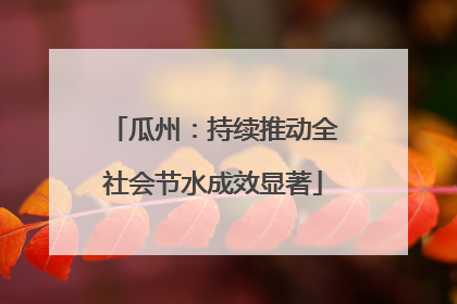 瓜州：持续推动全社会节水成效显著