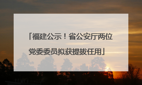 福建公示！省公安厅两位党委委员拟获提拔任用