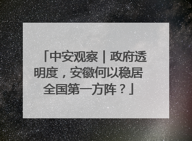 中安观察｜政府透明度，安徽何以稳居全国第一方阵？