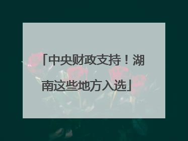 中央财政支持！湖南这些地方入选