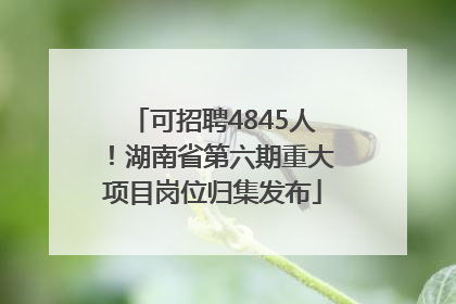 可招聘4845人！湖南省第六期重大项目岗位归集发布