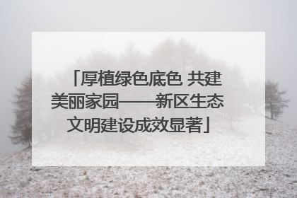 厚植绿色底色 共建美丽家园——新区生态文明建设成效显著