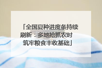 全国夏种进度条持续刷新：多地抢抓农时 筑牢粮食丰收基础