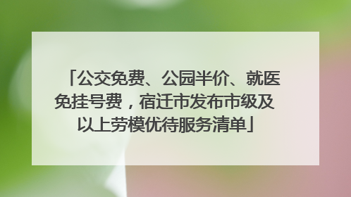 公交免费、公园半价、就医免挂号费，宿迁市发布市级及以上劳模优待服务清单