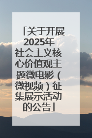 关于开展2025年社会主义核心价值观主题微电影（微视频）征集展示活动的公告