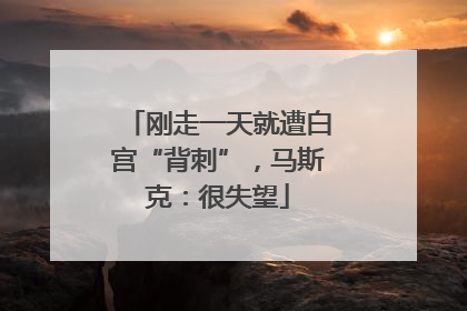 刚走一天就遭白宫“背刺”，马斯克：很失望