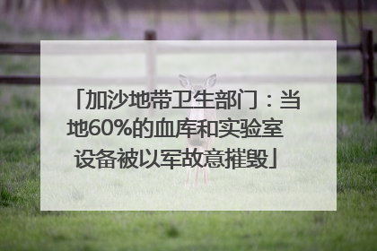 加沙地带卫生部门：当地60%的血库和实验室设备被以军故意摧毁