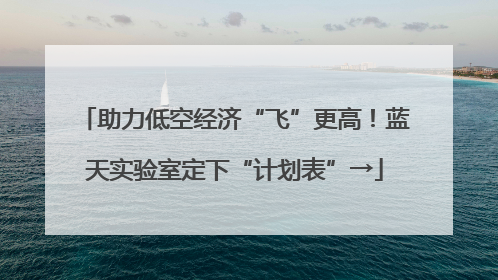 助力低空经济“飞”更高！蓝天实验室定下“计划表”→
