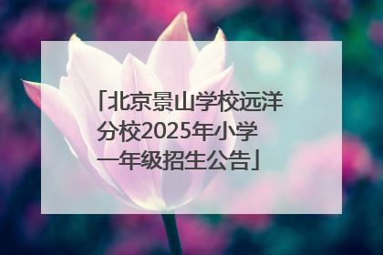 北京景山学校远洋分校2025年小学一年级招生公告