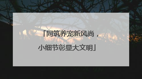 同筑养宠新风尚，小细节彰显大文明