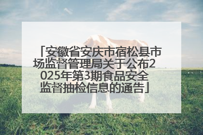 安徽省安庆市宿松县市场监督管理局关于公布2025年第3期食品安全监督抽检信息的通告
