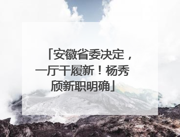 安徽省委决定，一厅干履新！杨秀颀新职明确