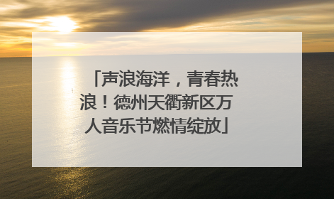 声浪海洋，青春热浪！德州天衢新区万人音乐节燃情绽放