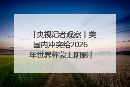 央视记者观察丨美国内冲突给2026年世界杯蒙上阴影