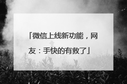 微信上线新功能，网友：手快的有救了