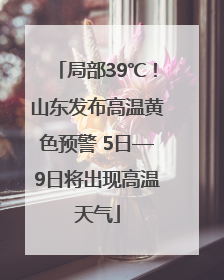局部39℃！山东发布高温黄色预警 5日—9日将出现高温天气