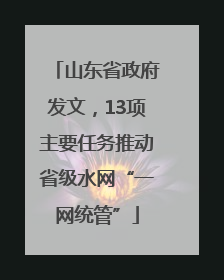 山东省政府发文，13项主要任务推动省级水网“一网统管”