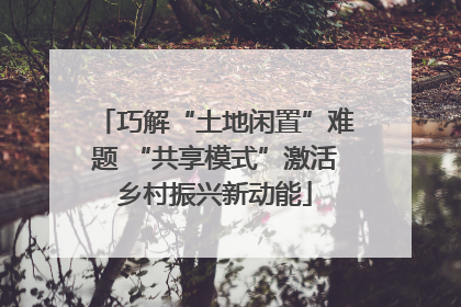 巧解“土地闲置”难题 “共享模式”激活乡村振兴新动能