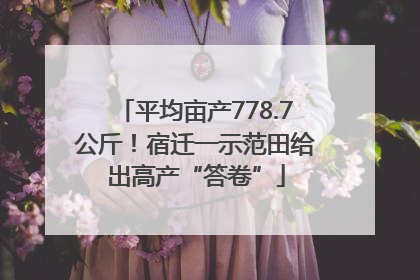 平均亩产778.7公斤！宿迁一示范田给出高产“答卷”