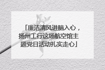 廉洁清风进脑入心，扬州工行这场航空馆主题党日活动扎实走心
