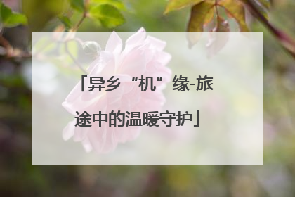异乡“机”缘-旅途中的温暖守护