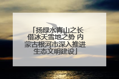 扬绿水青山之长 借冰天雪地之势 内蒙古根河市深入推进生态文明建设