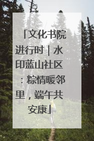 文化书院进行时｜水印蓝山社区：粽情暖邻里，端午共安康