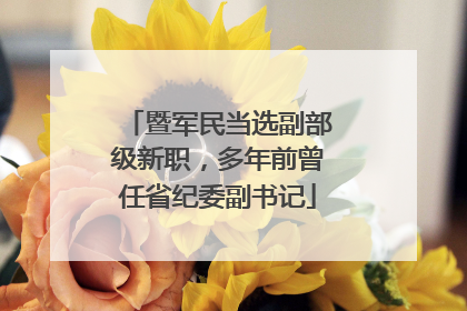 暨军民当选副部级新职，多年前曾任省纪委副书记