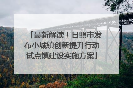 最新解读！日照市发布小城镇创新提升行动试点镇建设实施方案