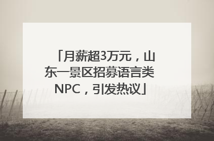 月薪超3万元，山东一景区招募语言类NPC，引发热议