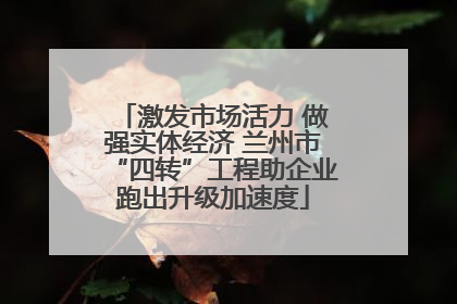 激发市场活力 做强实体经济 兰州市“四转”工程助企业跑出升级加速度