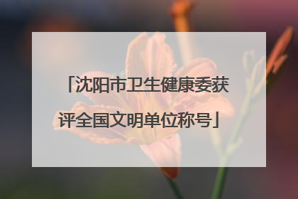沈阳市卫生健康委获评全国文明单位称号