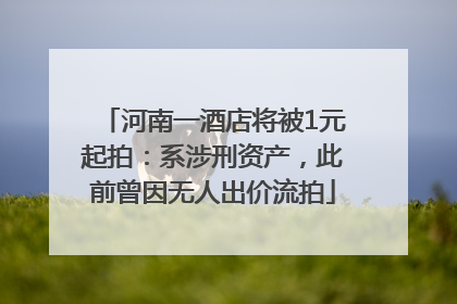 河南一酒店将被1元起拍：系涉刑资产，此前曾因无人出价流拍