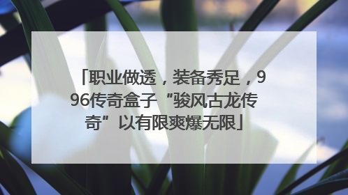 职业做透，装备秀足，996传奇盒子“骏风古龙传奇”以有限爽爆无限