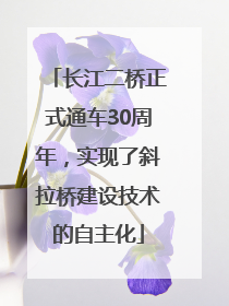 长江二桥正式通车30周年，实现了斜拉桥建设技术的自主化