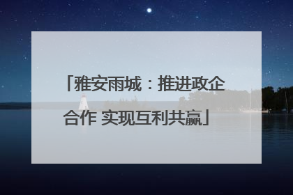 雅安雨城：推进政企合作 实现互利共赢