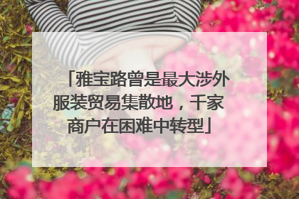 雅宝路曾是最大涉外服装贸易集散地，千家商户在困难中转型