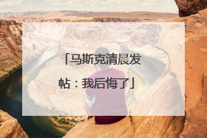 马斯克清晨发帖：我后悔了