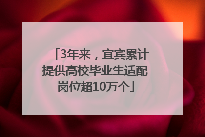 3年来，宜宾累计提供高校毕业生适配岗位超10万个