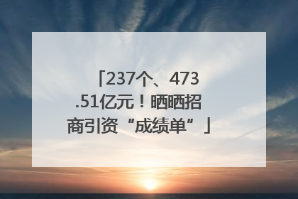 237个、473.51亿元！晒晒招商引资“成绩单”