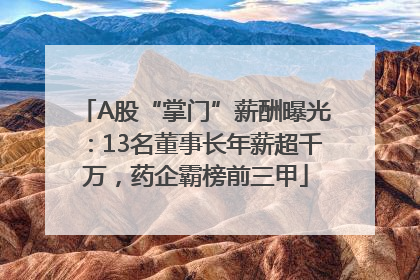 A股“掌门”薪酬曝光：13名董事长年薪超千万，药企霸榜前三甲